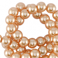 Perles en verre cir&eacute;es 8mm Rose p&ecirc;che