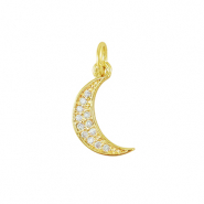 M&eacute;tal TQ laiton breloques zirconium Lune Dor&eacute;