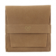 Sachet &agrave; bijoux coeur Marron sierra-dor&eacute;