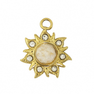 Breloques en acier Inox fleur Dor&eacute; /