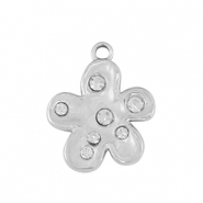 Breloques en acier Inox fleur Argent&eacute; /