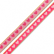 Ruban texte coeurs Fuchsia-rose clair
