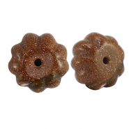 Pierres naturelles perles verre  fleur Paillett&eacute;es marron brique