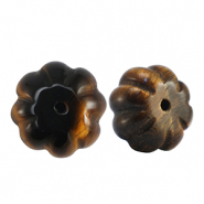 Pierres naturelles perles &OElig;il de tigre fleur Marron dor&eacute;