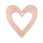 Pendentifs en r&eacute;sine c&oelig;ur Rose clair