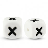 Perles lettres en silicone X Blanc-noir