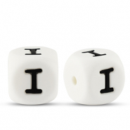 Perles lettres en silicone I Blanc-noir