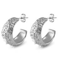 Boucles d'oreilles / puces en acier Inox imitations perles Argent&eacute;