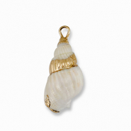 Pendentifs coquillage specials Blanc cr&egrave;me-dor&eacute;