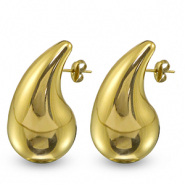 Boucles d'oreilles / puces en acier Inox goutte Dor&eacute;