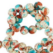 Perles en c&eacute;ramique 6mm Blanc-rouge bleu
