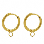 Boucles d'oreilles en acier Inox cr&eacute;oles 18mm Dor&eacute;
