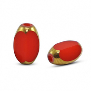 Perles en verre ovale &agrave; facettes Rouge-dor&eacute;