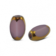 Perles en verre ovale &agrave; facettes Violet-dor&eacute;