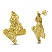 Boucles d'oreilles puces en acier Inox Dor&eacute;