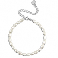Bracelets en acier inox perles Argent&eacute;