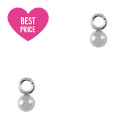 Breloques en acier Inox boule 3mm Argent&eacute;