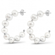 Boucles d'oreilles / puces en acier Inox perles Argent&eacute;