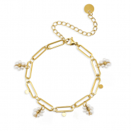 Bracelets en acier inox perles Dor&eacute;