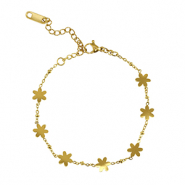 Bracelets en acier Inox fleur Dor&eacute;