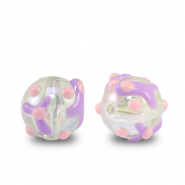 Perles acryliques points Transparent violet-rose