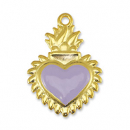 Breloques en métal DQ coeur Lilas-Doré (sans nickel)