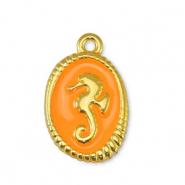 Breloques en métal DQ hippocampe Orange-Doré (sans nickel)