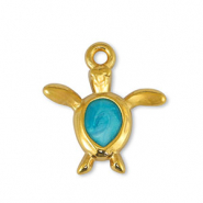 Breloques en métal DQ tortue Perle Turquoise-Doré (sans nickel)
