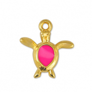 Breloques en métal DQ tortue Fuchsia-Doré (sans nickel)