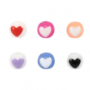 Perles acryliques ronde c&oelig;ur Multicolore