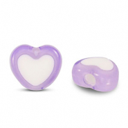 Perles acryliques c&oelig;ur Violet