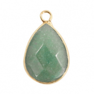 Pierres naturelles pendentifs goutte Vert clair-dor&eacute;