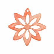 Pendentifs en r&eacute;sine fleur Rouge corail
