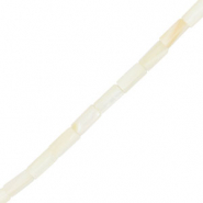 Perles coquillage tube Blanc cass&eacute;