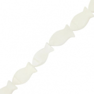 Perles coquillage poisson Blanc cass&eacute;