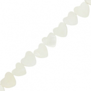 Perles coquillage c&oelig;ur Blanc cass&eacute;