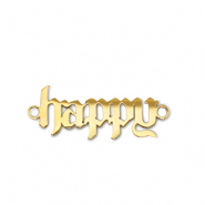 Breloques en acier Inox connecteur ''happy'' Dor&eacute;