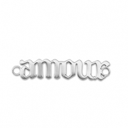 Breloques en acier Inox connecteur ''amour'' Argent&eacute;