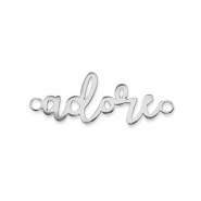 Breloques en acier Inox connecteur ''adore'' Argent&eacute;