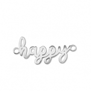 Breloques en acier Inox connecteur ''happy'' Argent&eacute;