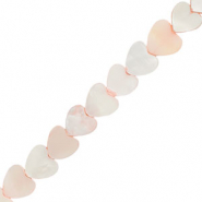 Perles coquillage c&oelig;ur Rose clair