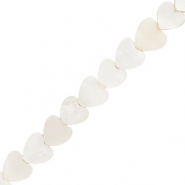 Perles coquillage c&oelig;ur Blanc cass&eacute;