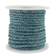Cordon tress&eacute; tendance 3.5mm Bleu-argent&eacute;