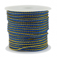 Cordon tress&eacute; tendance 2.3mm Bleu-dor&eacute;