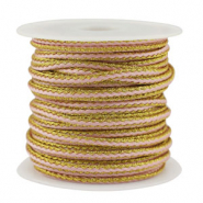 Cordon tress&eacute; tendance 2.3mm Rose clair-dor&eacute;