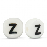 Perles lettres en c&eacute;ramique Z Blanc-noir