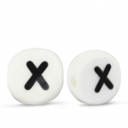 Perles lettres en c&eacute;ramique X Blanc-noir