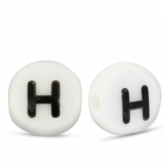 Perles lettres en c&eacute;ramique H Blanc-noir