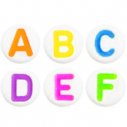 Perles lettres acryliques m&eacute;lang&eacute;es Blanc-multicolore