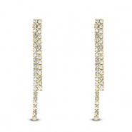 Boucles d'oreilles / puces en acier Inox avec strass irr&eacute;guliers Dor&eacute;